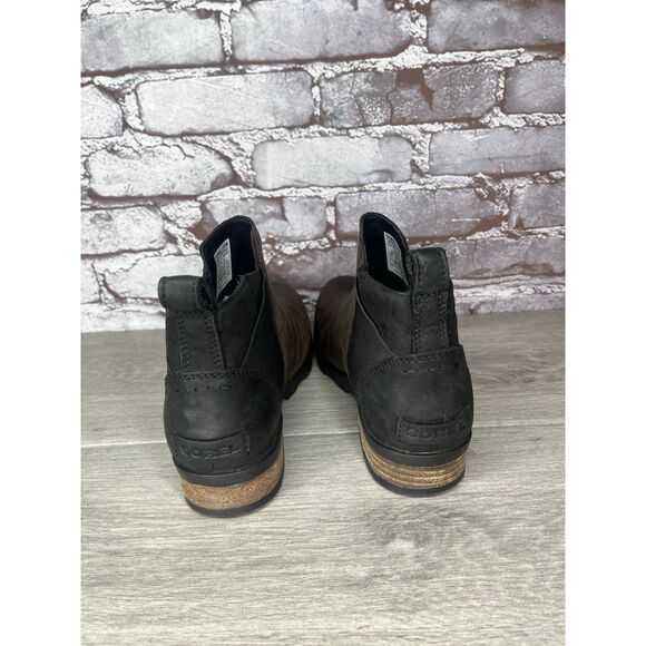 Sorel Emelie Brown Leather Ankle Boots Chelsea Wedge Booties Women 7.5M US/38.5 - Picture 7 of 16
